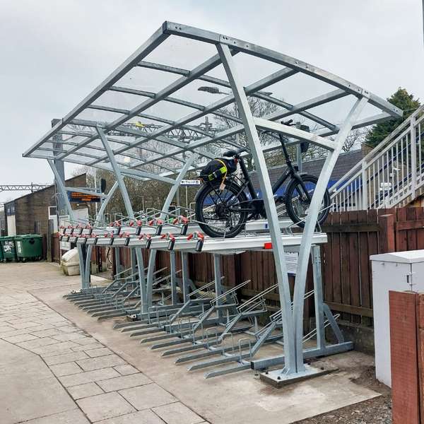 fietsparkeren etagefietsenrek dubbellaags fietsoverkapping